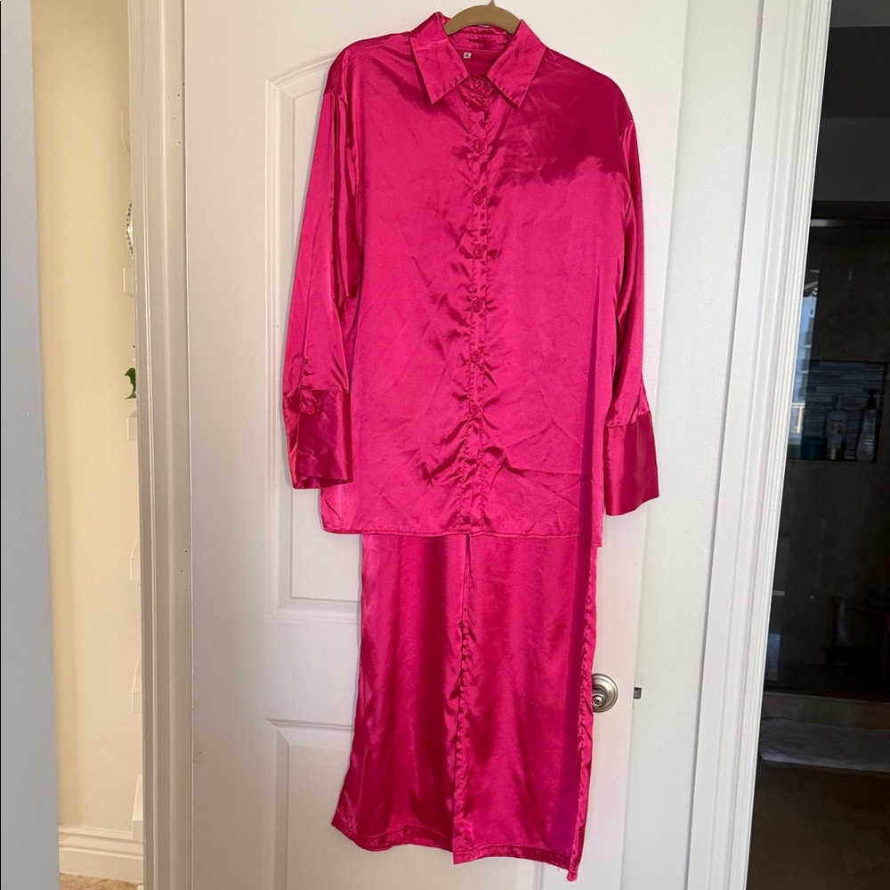 Satin Pink Pajama Set